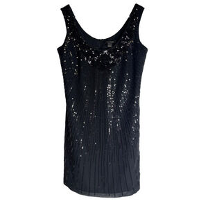 White House Black Market Sequin Cocktail Holiday Party Little Black Dress